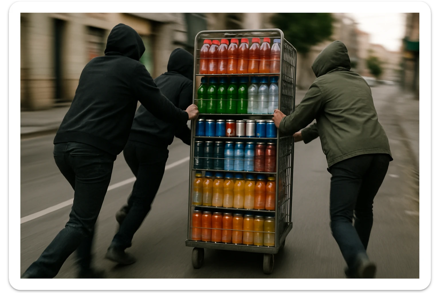 aka-uka ichimlik ortilgan aravani olib qochishyapti orqa tarafdan rakurs yuzi ko'rinmasin sticker