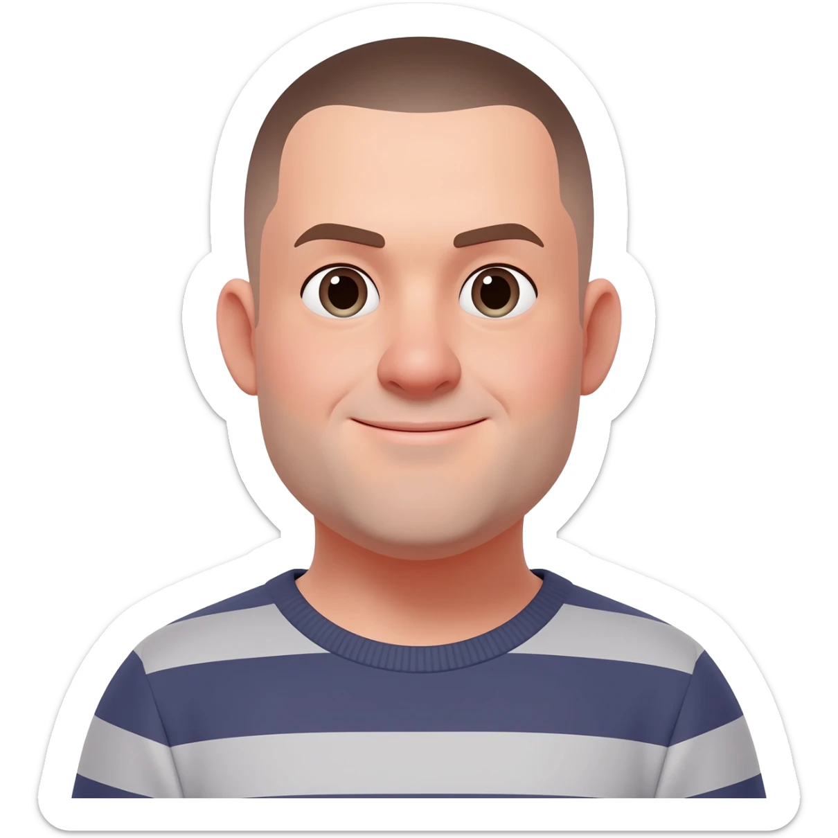 A portly young man with an undercut, looking pleased. sticker