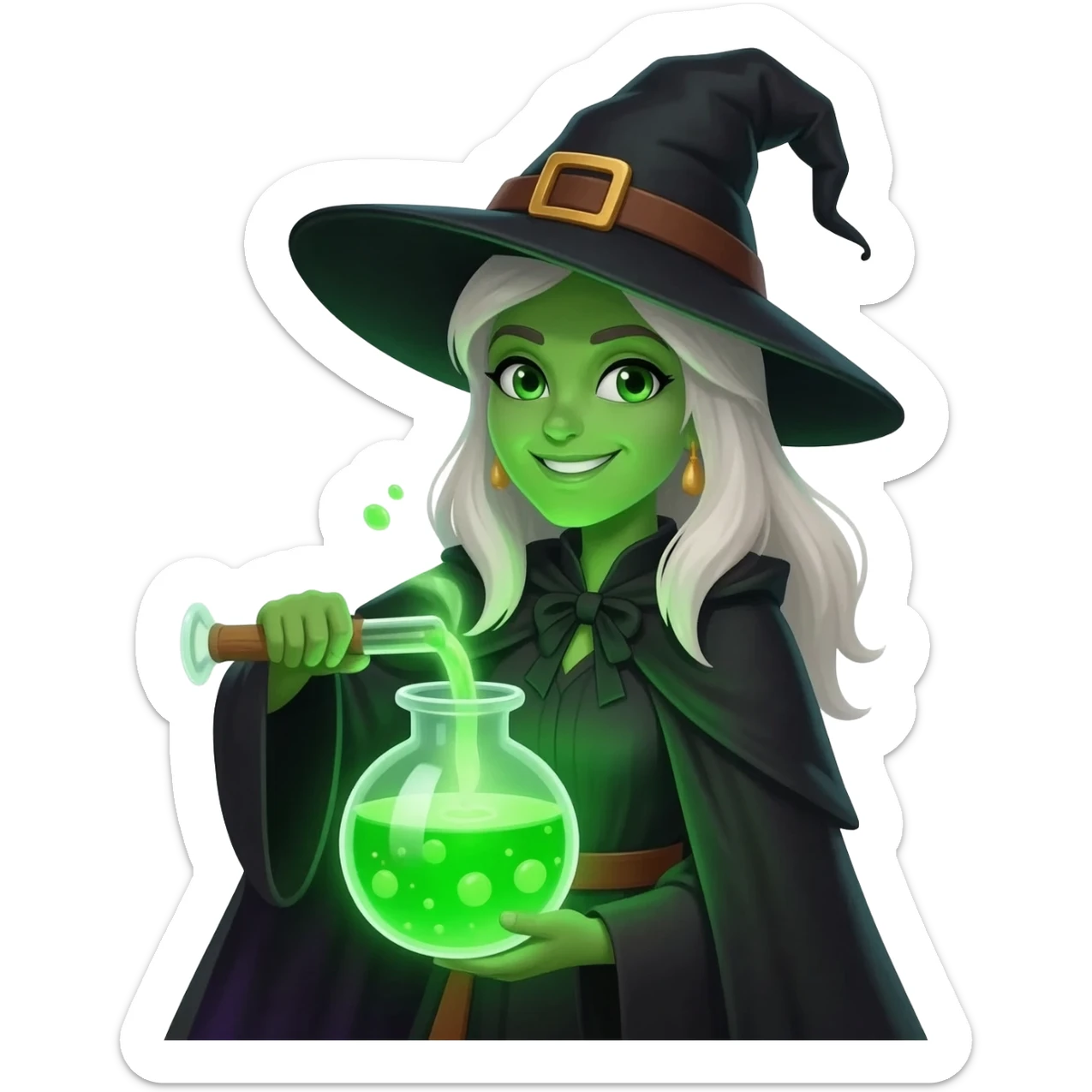 green witch cooking potion sticker