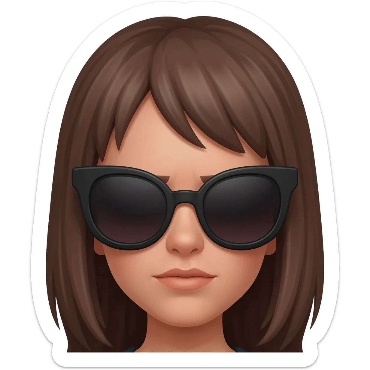 A baddie type attitude emoji with glasses like and she's like pulling it down sticker