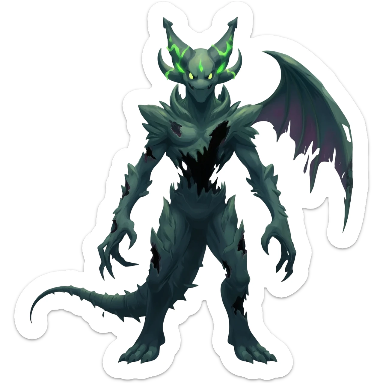 Aural bioluminescent spectrumal darky dusky spoopy spoilt rotten Salandit-Amaura-Darkrai-animal-creature-hybrid-fusion-creature, full body  sticker