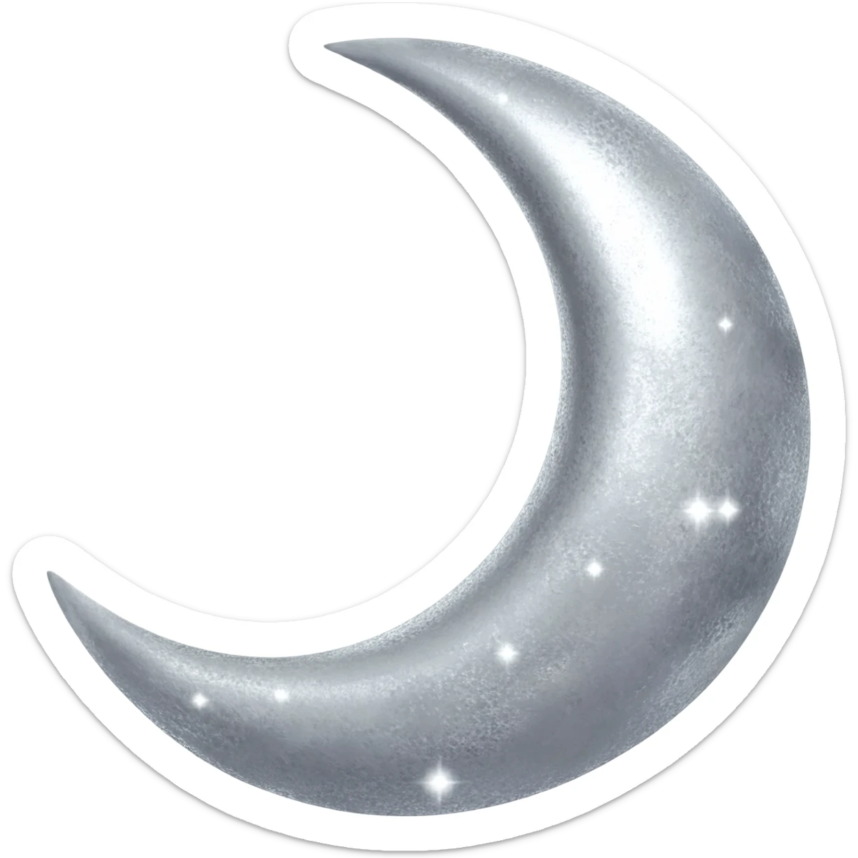 sparkling silver crescent moon sticker