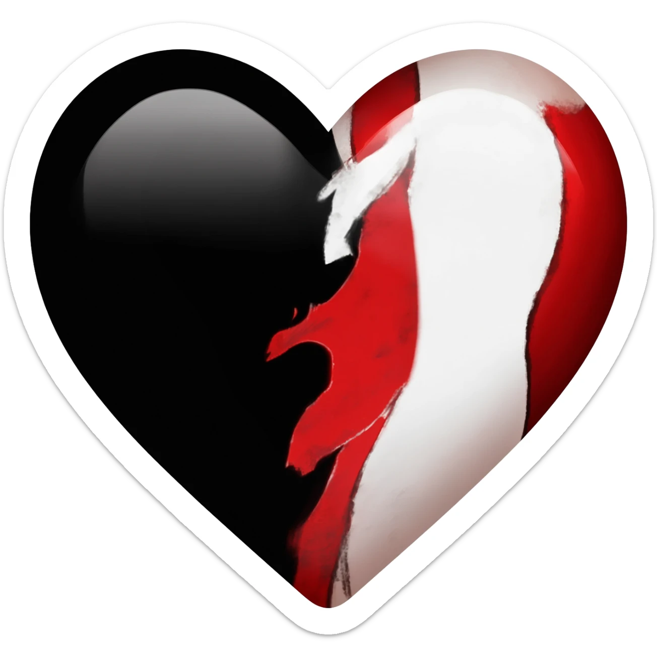 Gothic black and red and white heart sticker