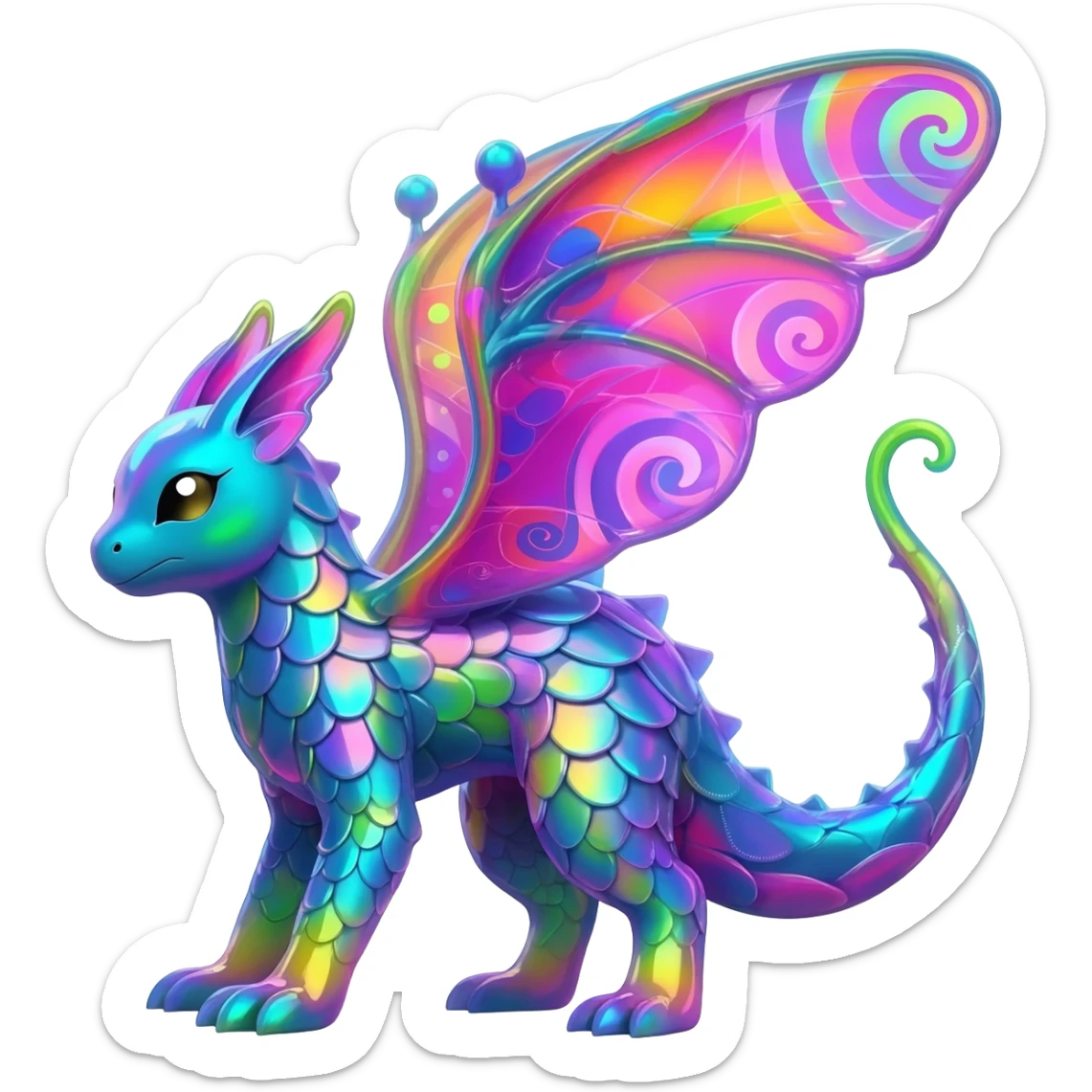 An exotic neon colorful unique bizarre eccentric Fakémon-creature sticker