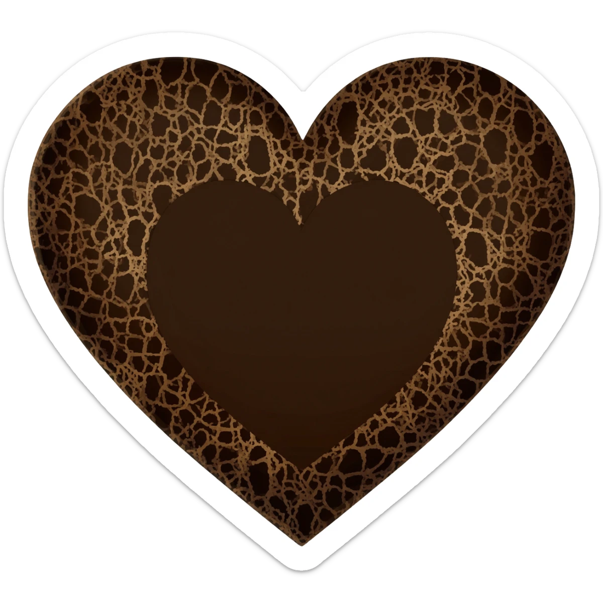 Dark brown heart with tan lace filmed over top sticker