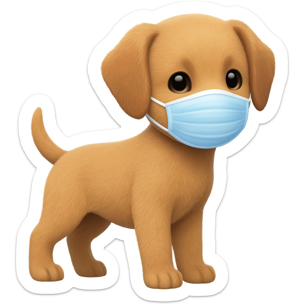 puppy with face mask sticker