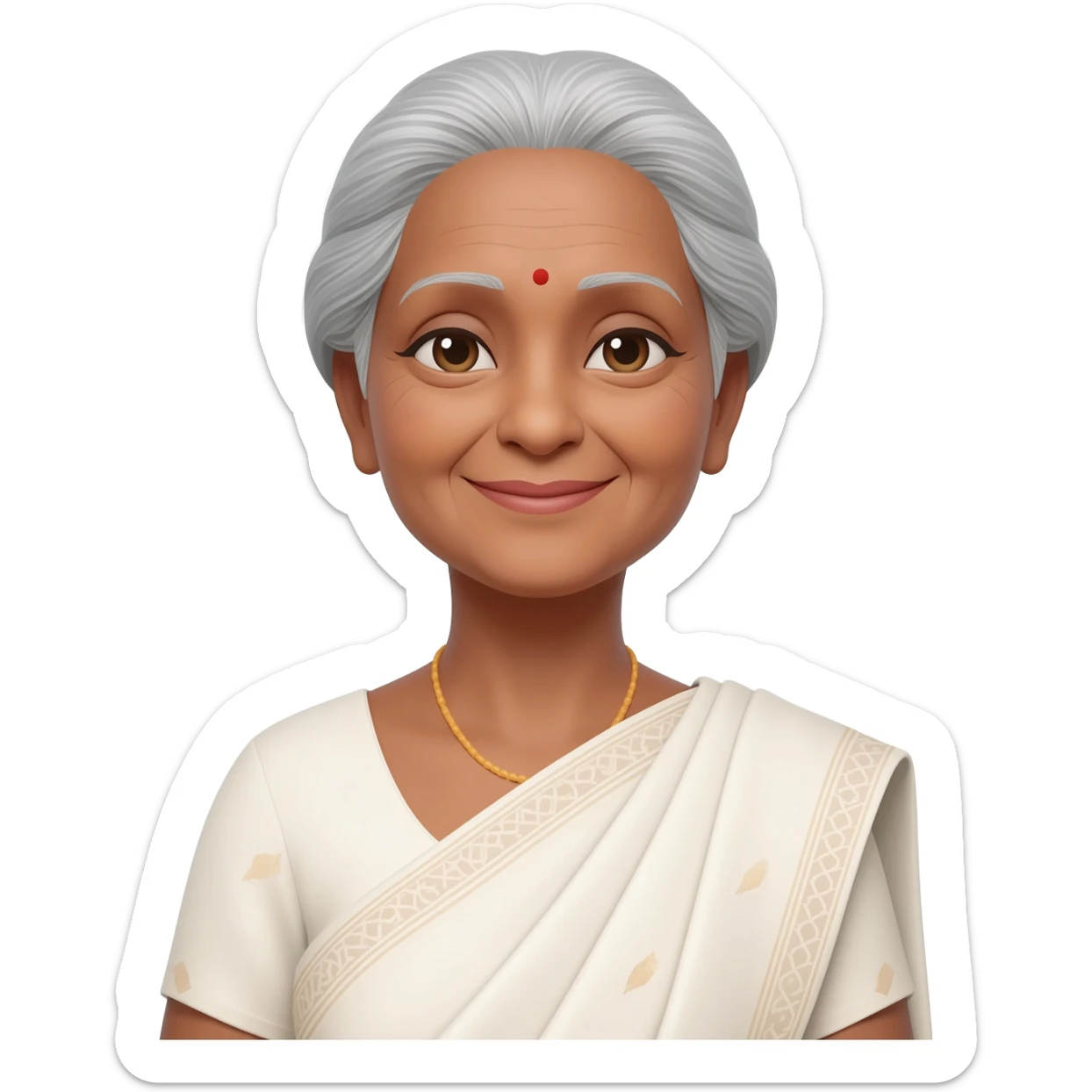 old lady in white saree sticker