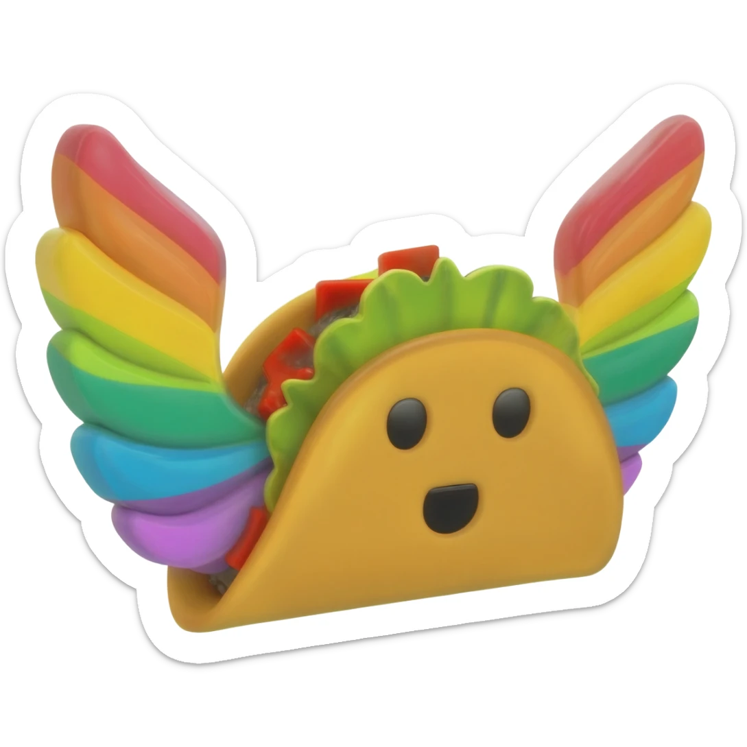 Rainbow taco lucky block with rainbow wings sticker