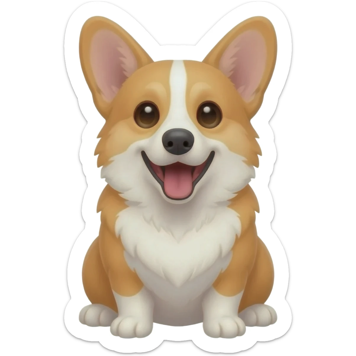 The corgi sits frontally with its mouth open. sticker