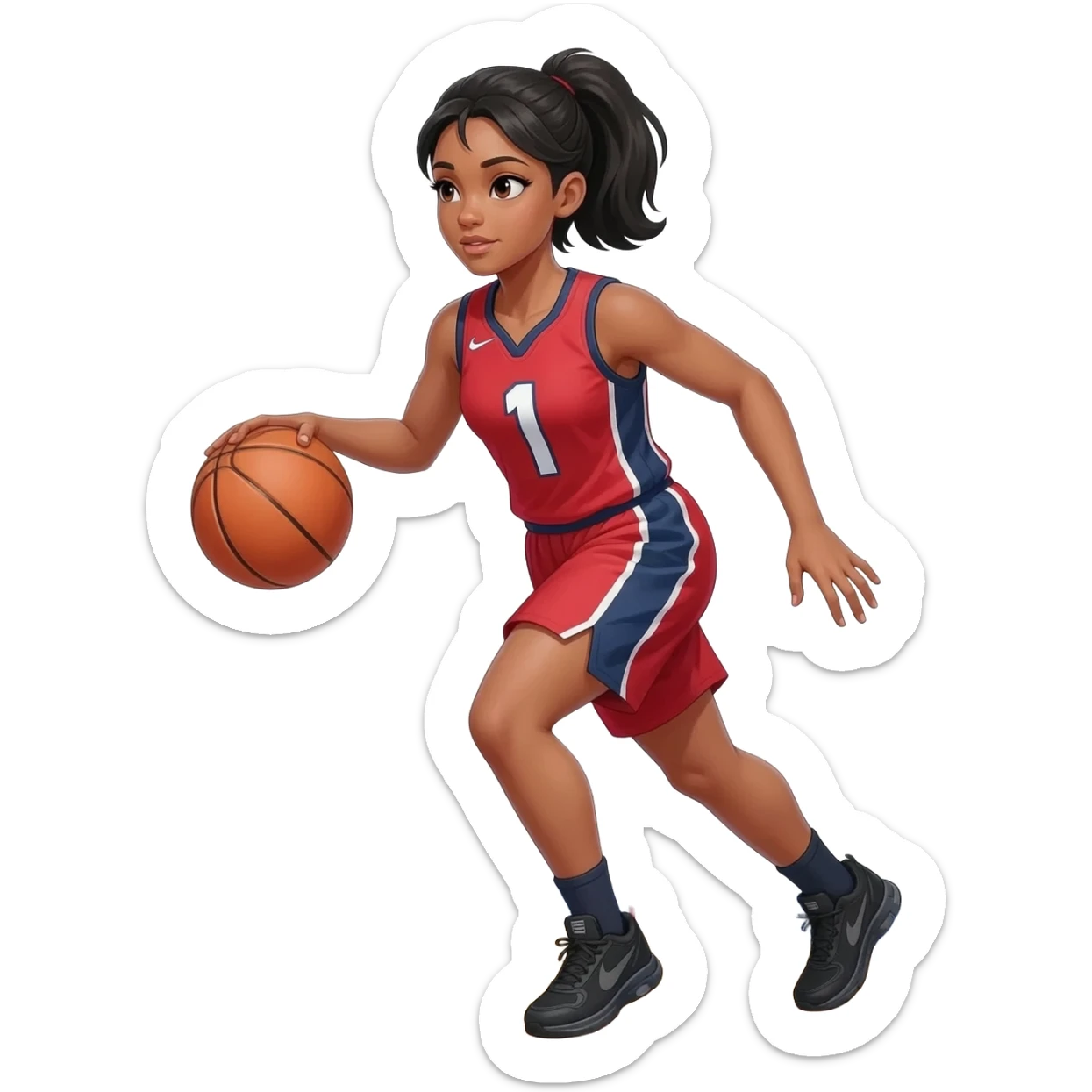 girl basketball player number 1 sticker