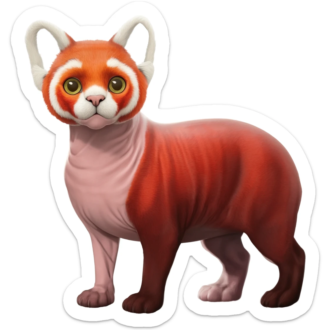 Caracal-Sphynx-Red-Panda-fusion-hybrid-animal-creature, full body sticker
