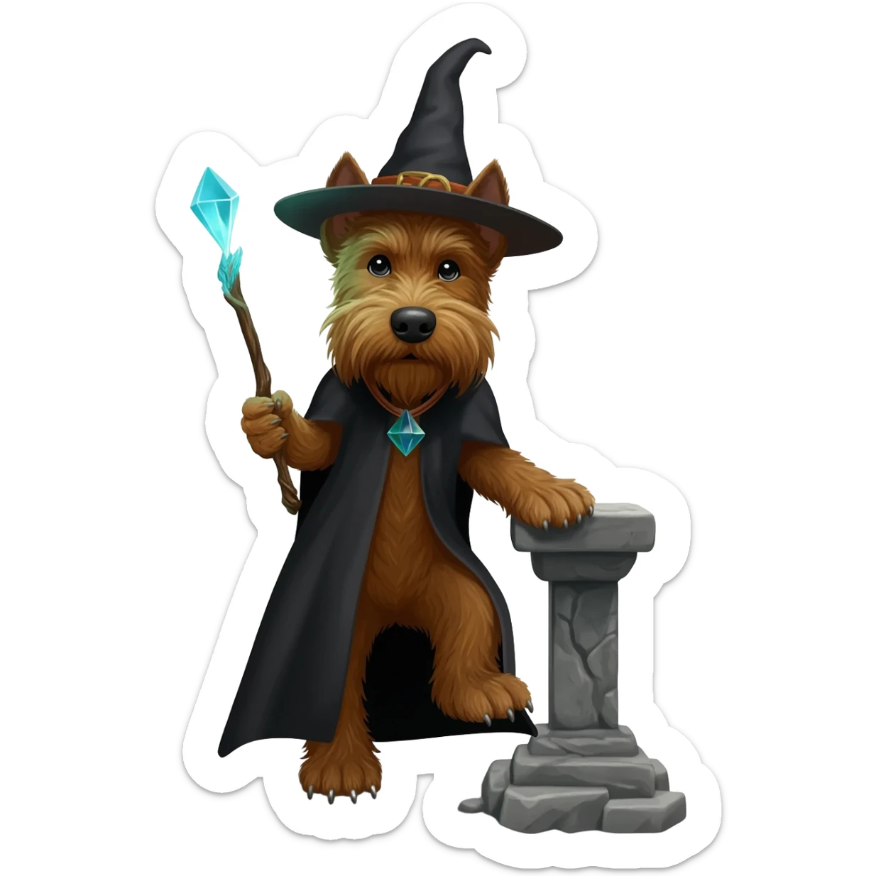Dog wizard sticker