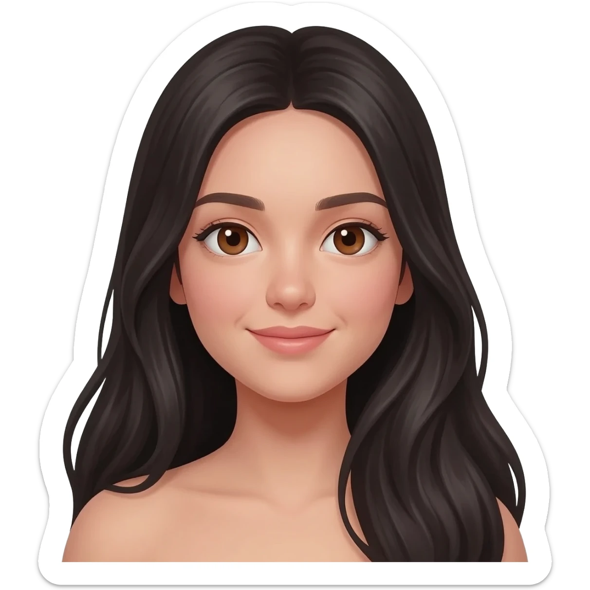 girl with long black hair and brown eyes sticker