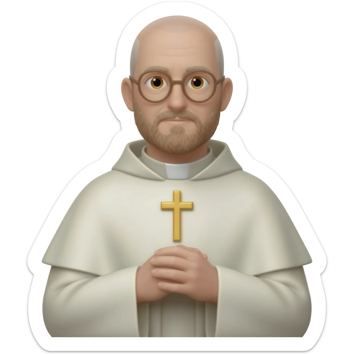 white balding priest with glasses and medium light brown stubble beard sticker