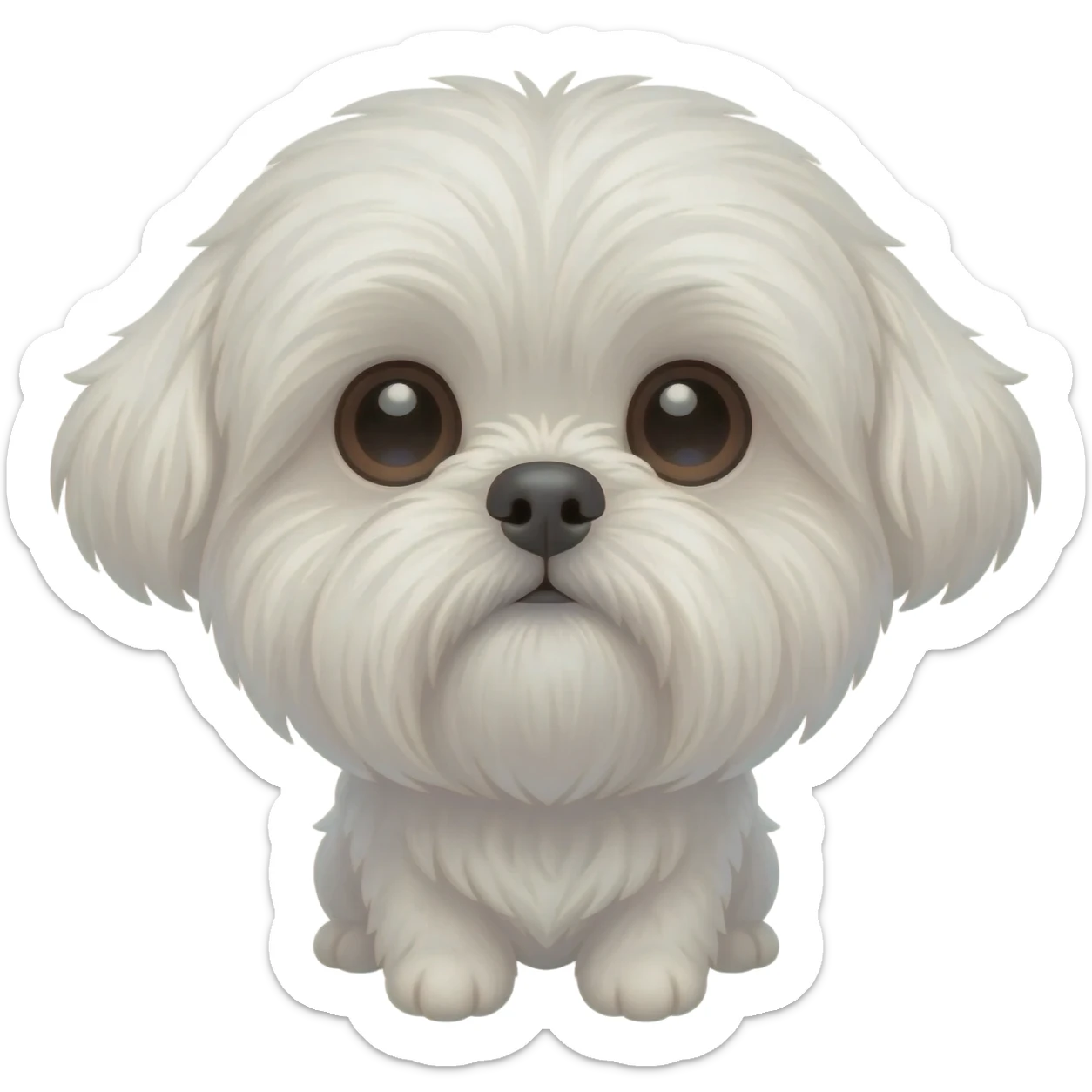 White Shih tzu round head looking up sticker