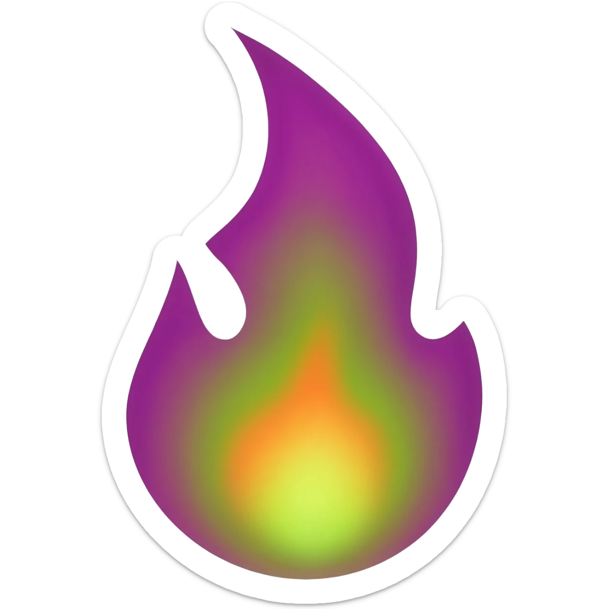 purple,green, and orange flame sticker