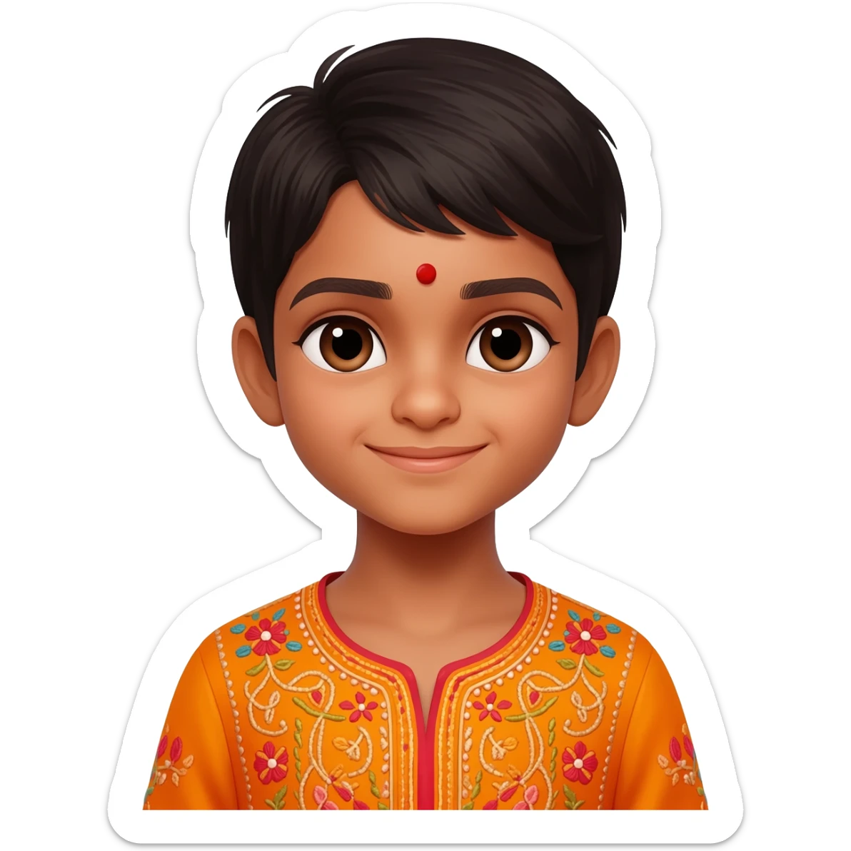 indian kid with red dot on forehead sticker