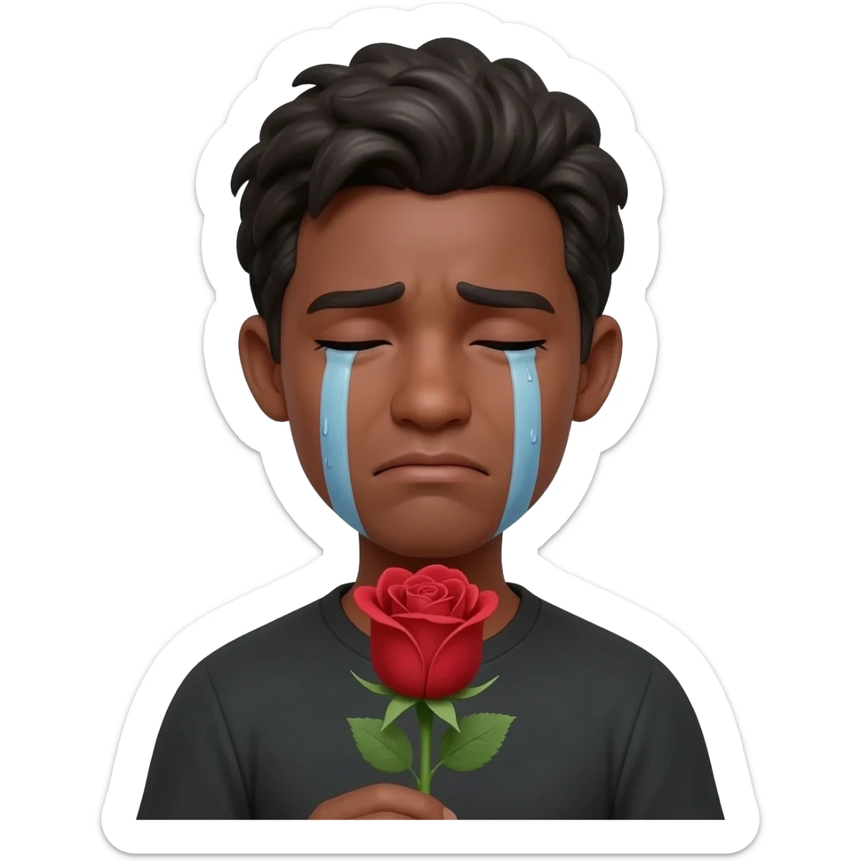 Crying + hand rose sticker