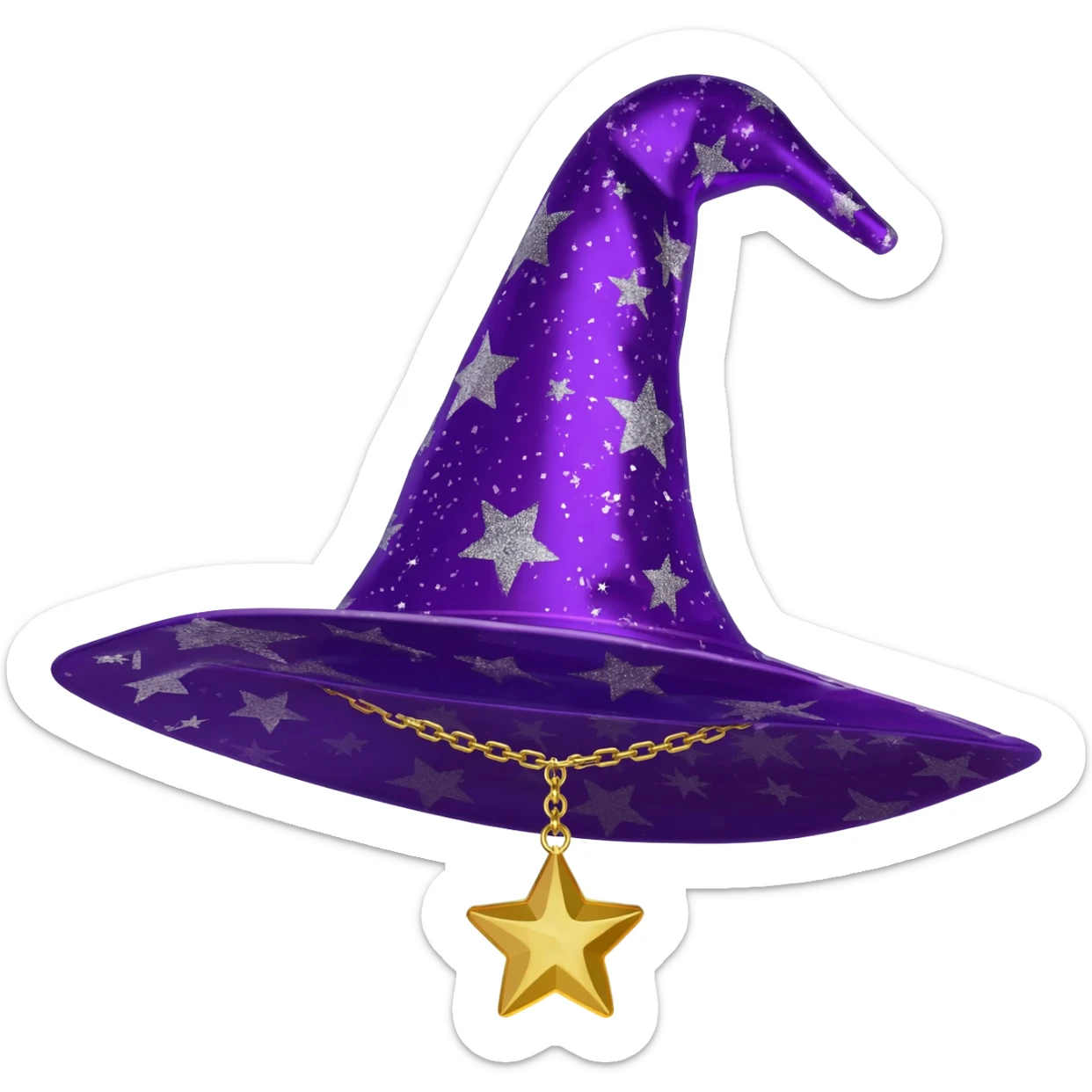 A wizard hat, Puple color and star Pattern, with starlight shape pendant sticker