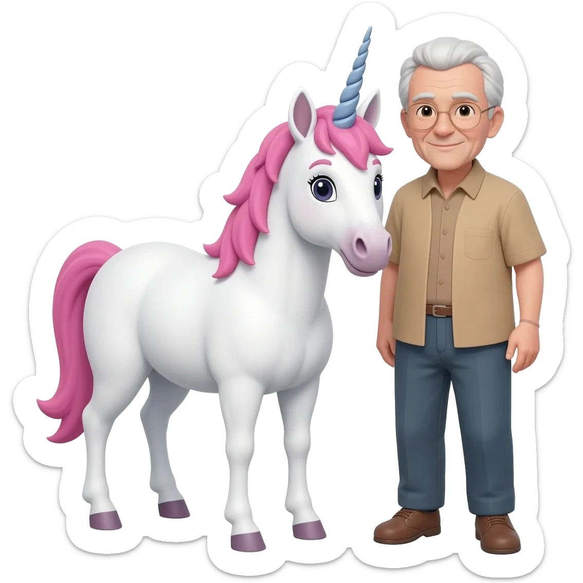 unicorn & elderly person sticker