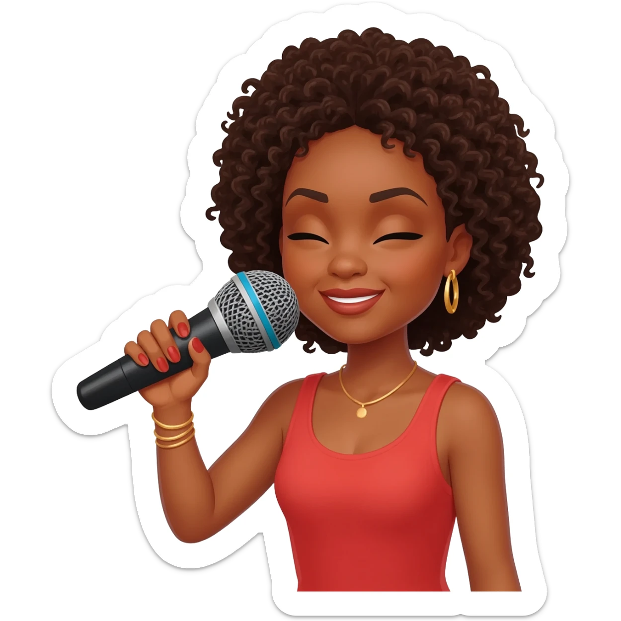 Gonemili Grace chante avec un micro en main sticker