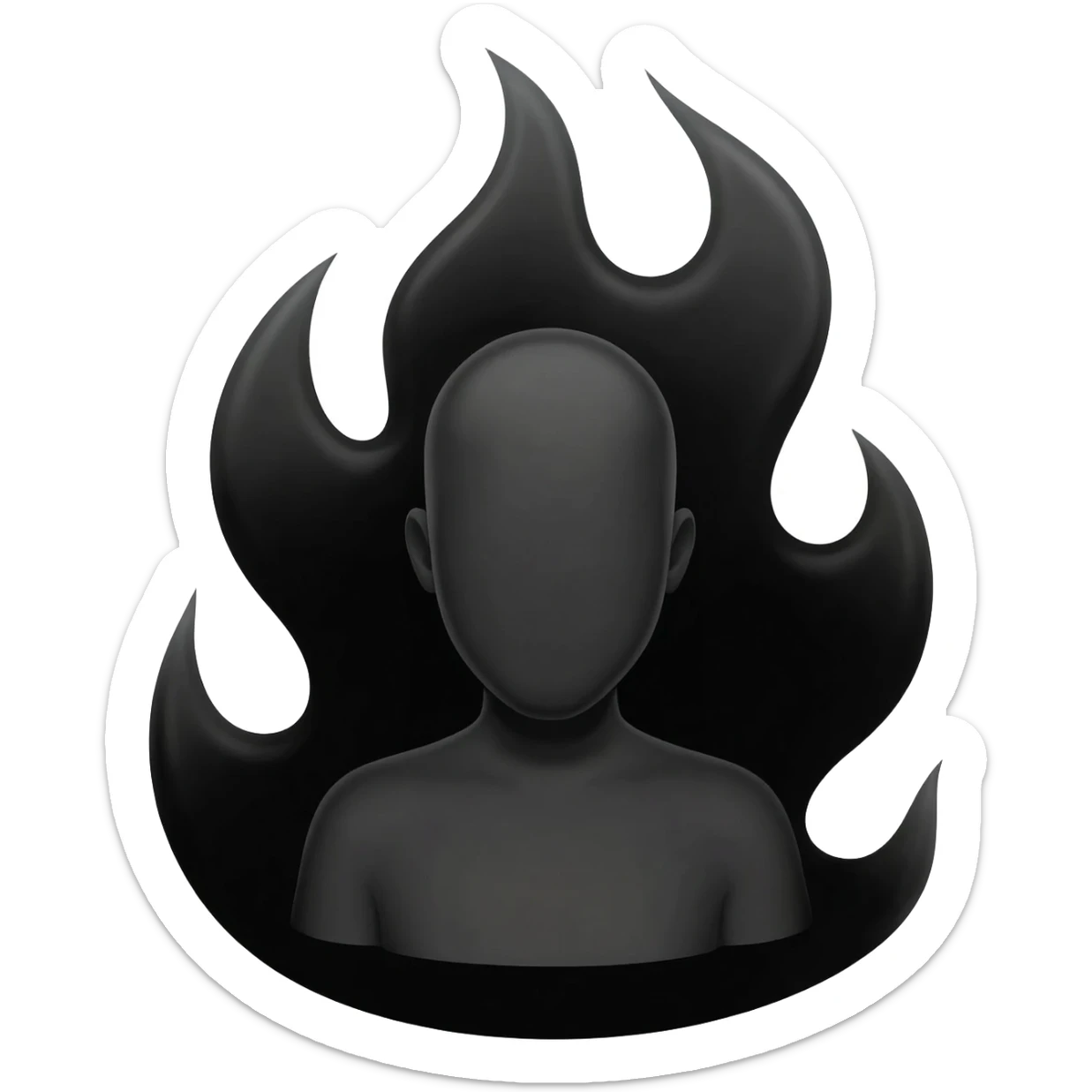 a black like burning in a black flame sticker
