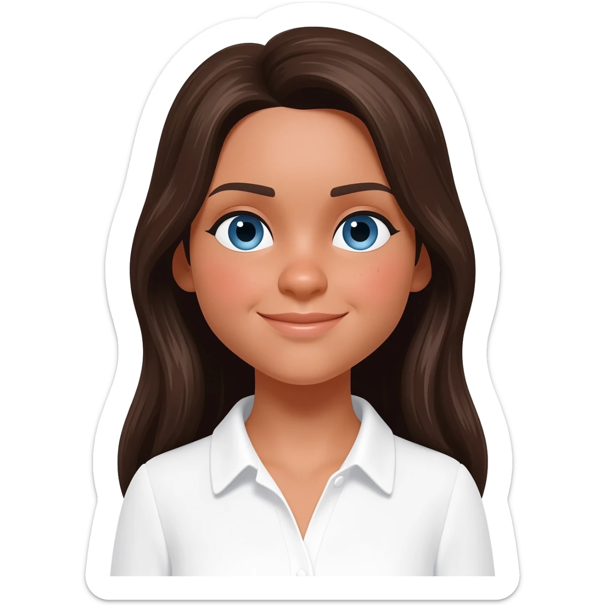 french white happy long haired brunette girl  sticker