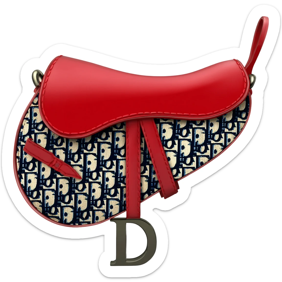 red dior printed saddle bag sticker