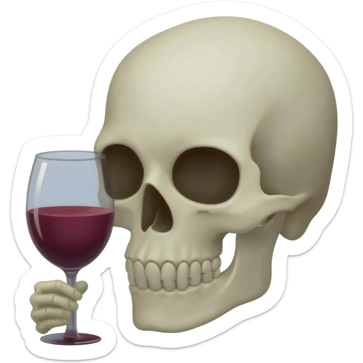 Una  de soltando un facto Pero que se note su cara de facto tomando un copa de vino Pero la calavera que sea emoji de iPhone y elegante sticker