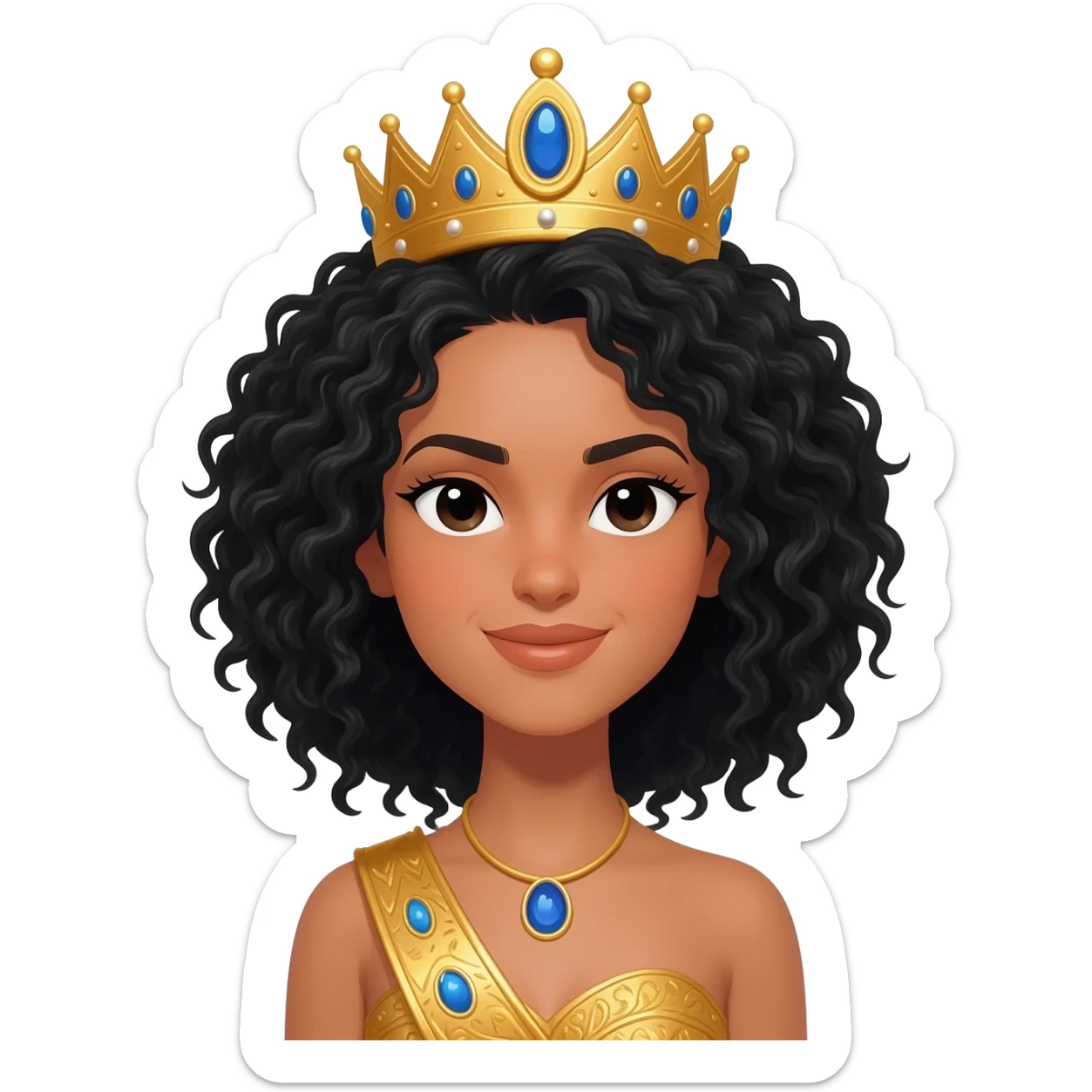 Latino queen with white skincurly black hair sticker
