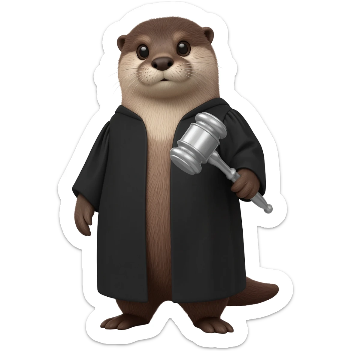 serious otter with a judge's gavel sticker