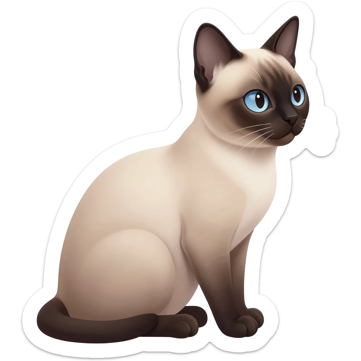 Siamese cat sits and looks to the right sticker