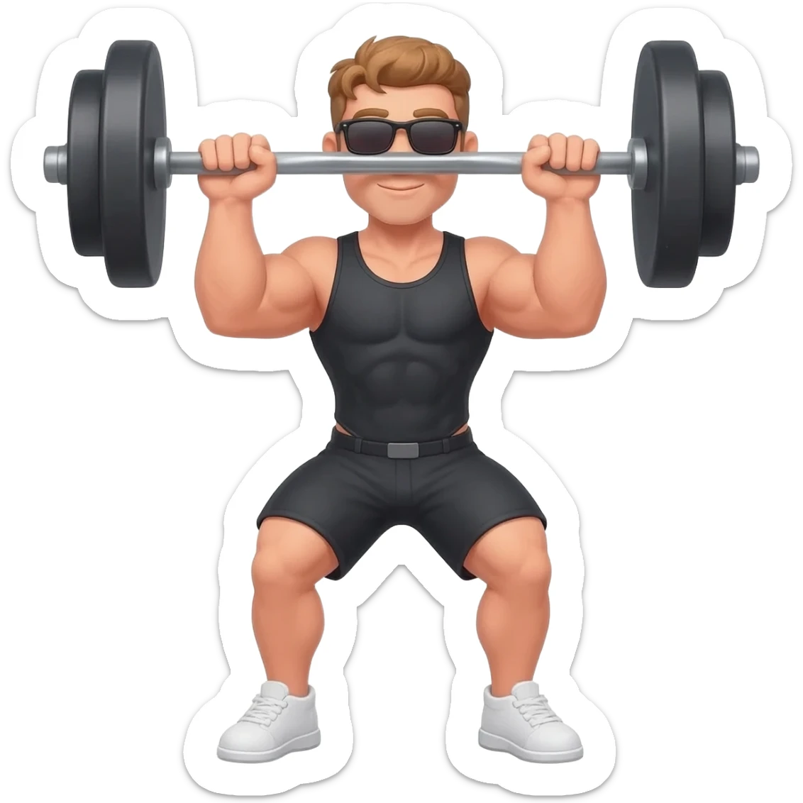 gym guy training muscles light brown hair and sunglasses sticker