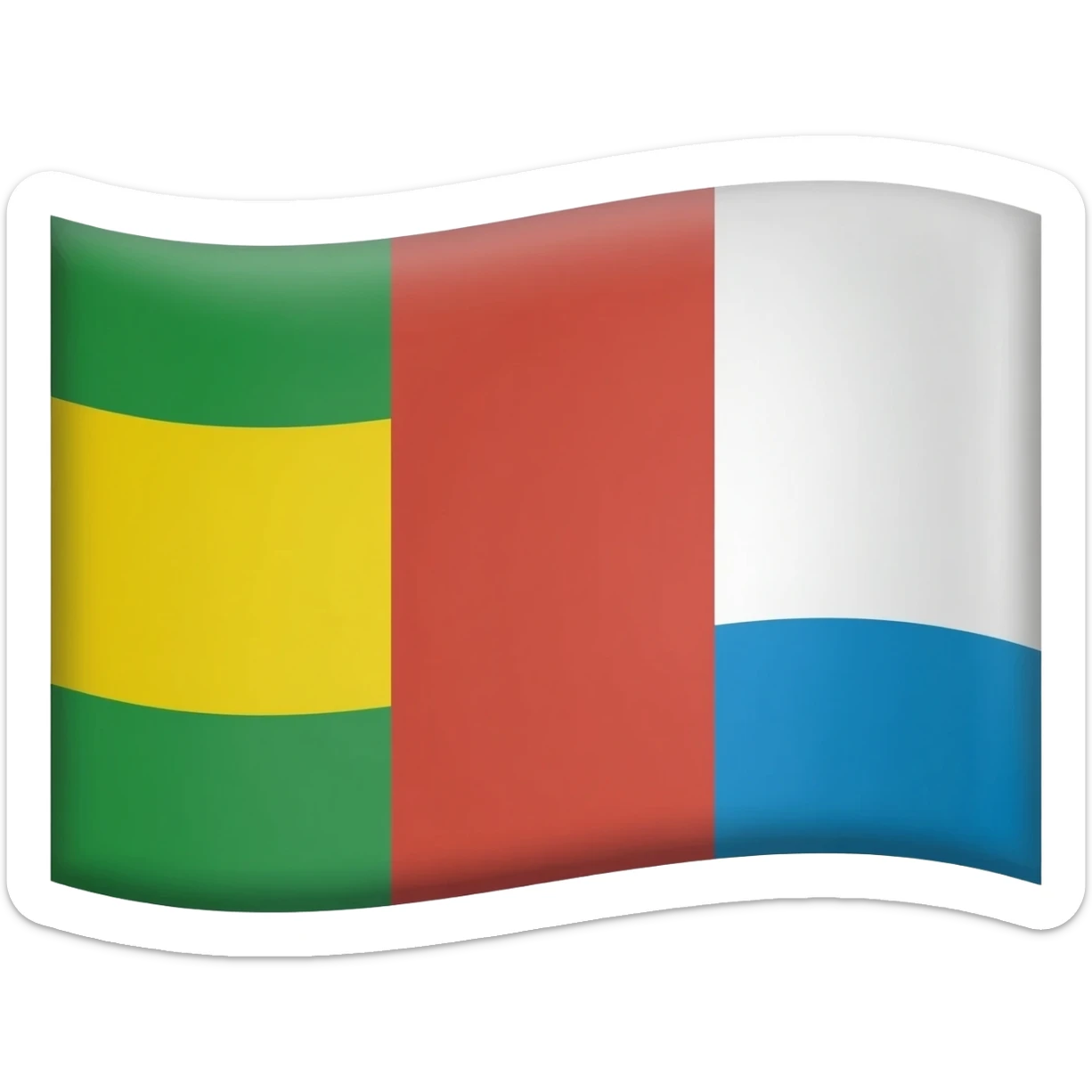 iPhone style emoji flag with five horizontal stripes: green, red, yellow, blue, white. Simple flat colors, clean Apple iOS emoji design. sticker