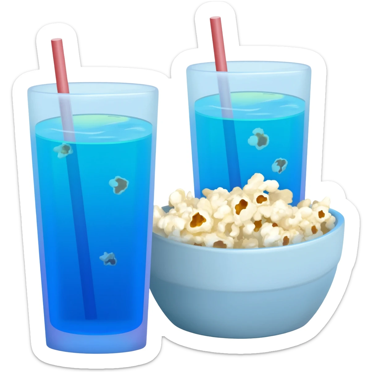blue drinks and popcorn sticker