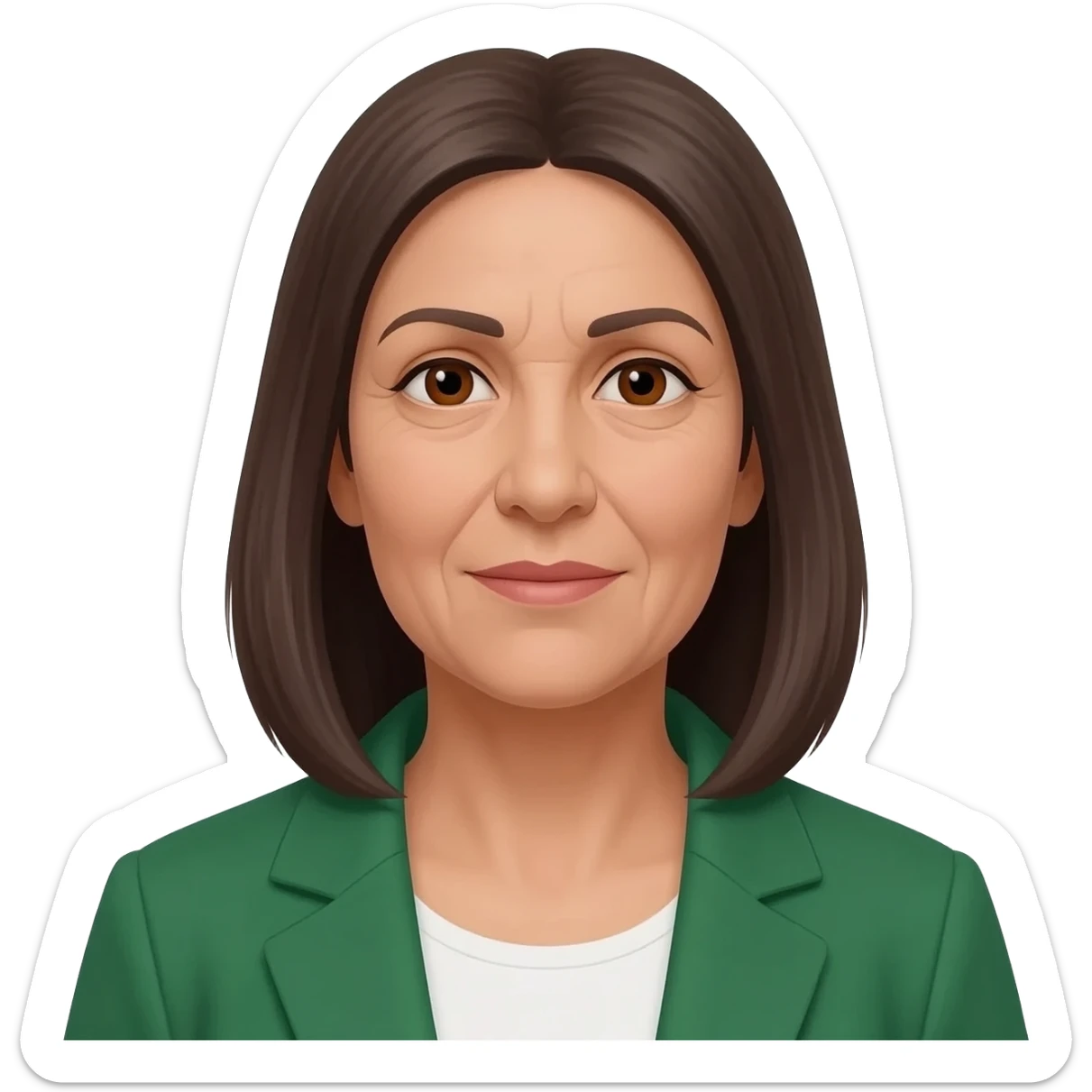 femme algérienne mince peau claire yeux marrons 64 ans cheveux mi longs lisses sticker