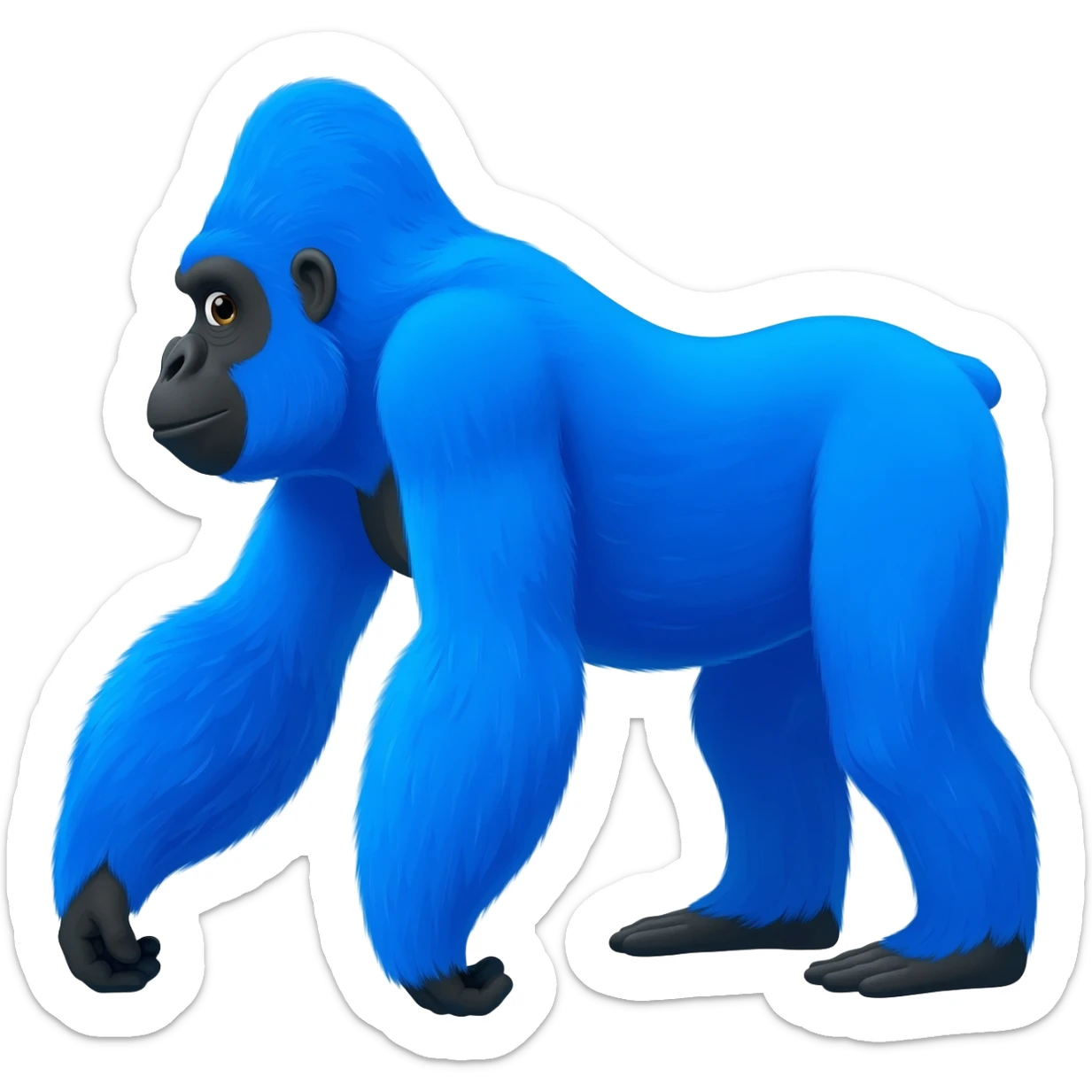 A blue gorilla with no legs sticker