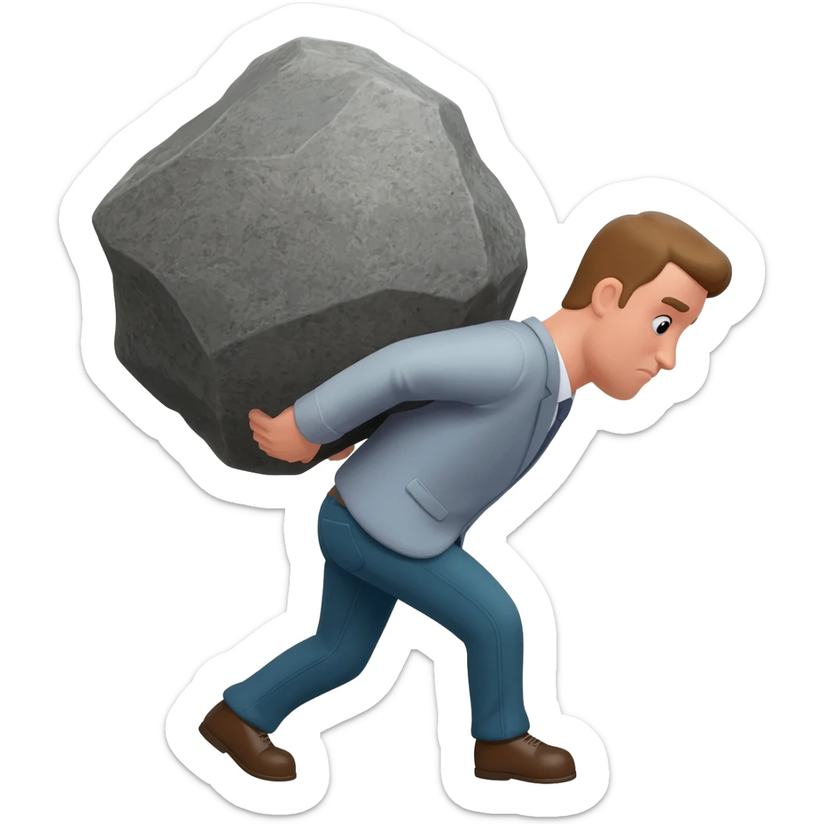 man carrying big rock overwhelmed sticker