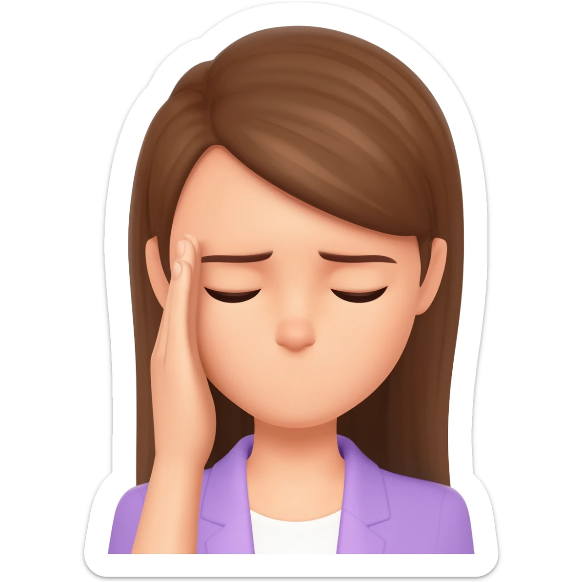 female smacking the center of her  forehead with her palm while closing her eyes sticker