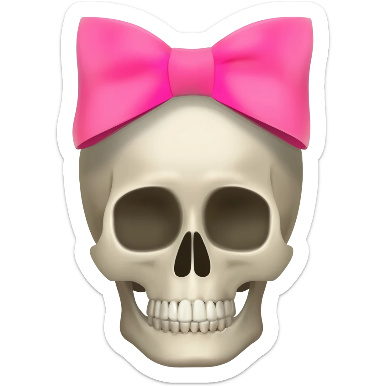 A skull with a pink bow on her head sticker