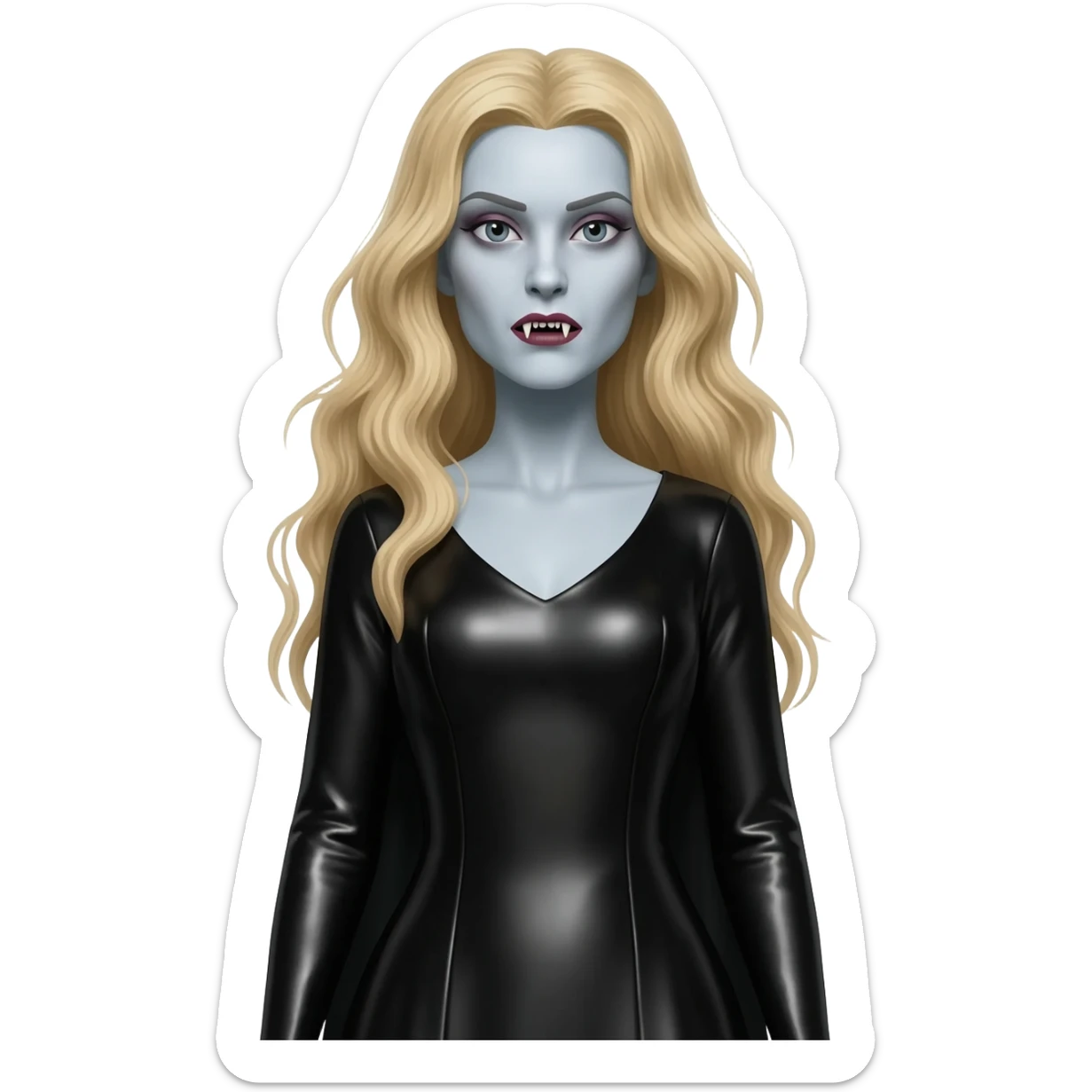 The Bride of Dracula from Universal Monsters with long blonde hair, black metallic long dress sticker