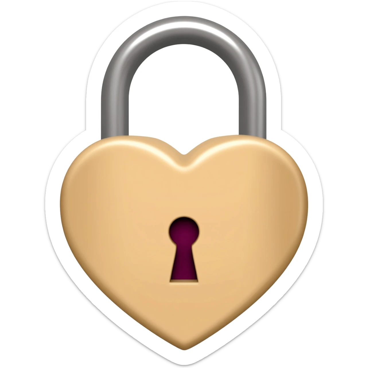 beige heart-shaped lock with key burgundy sticker