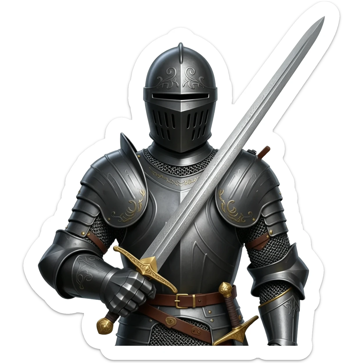 a black Knight with a long sowrd in front and facing forword sticker