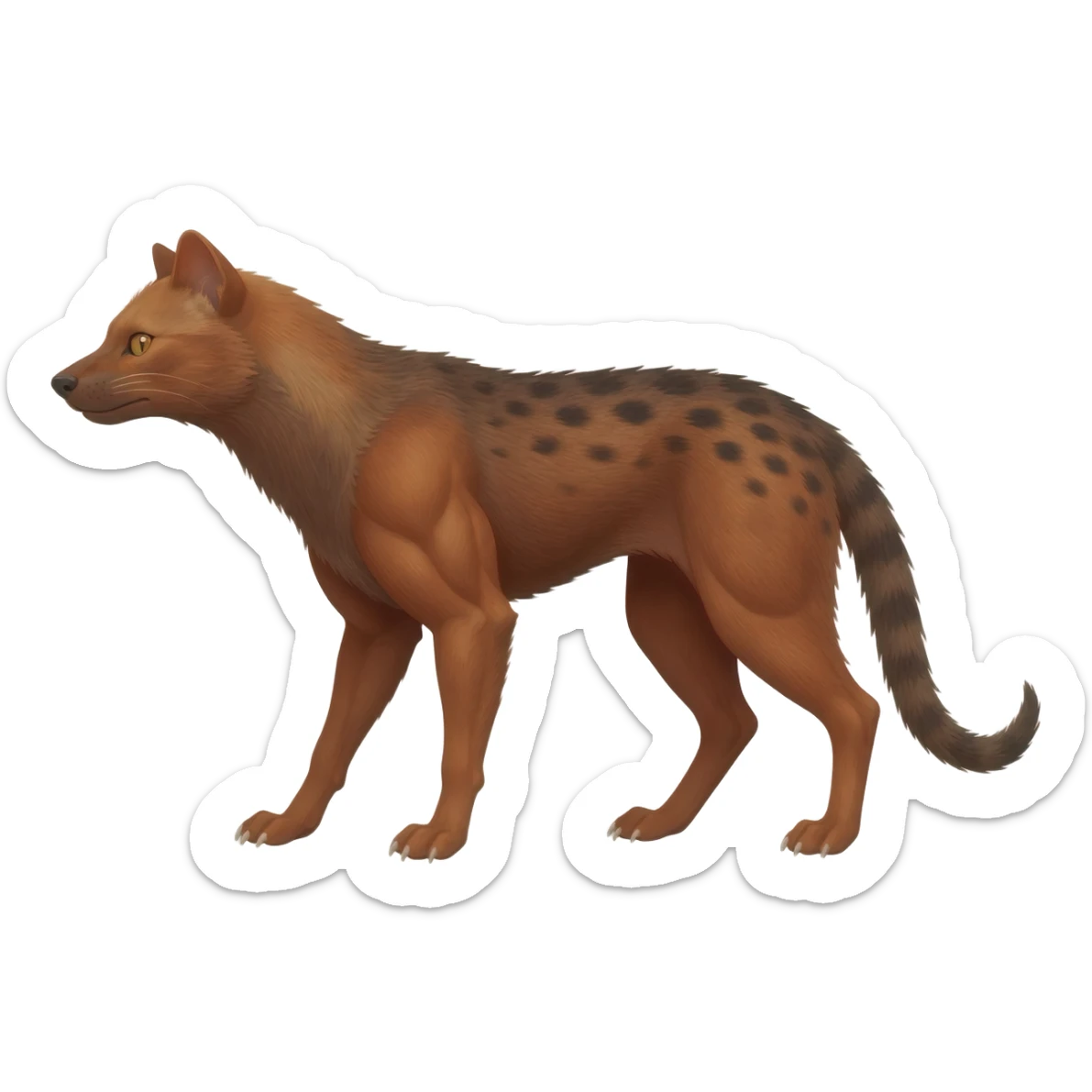 a Dhole-Borneo Cat-Weasel-animal-hybrid-creature, full body sticker