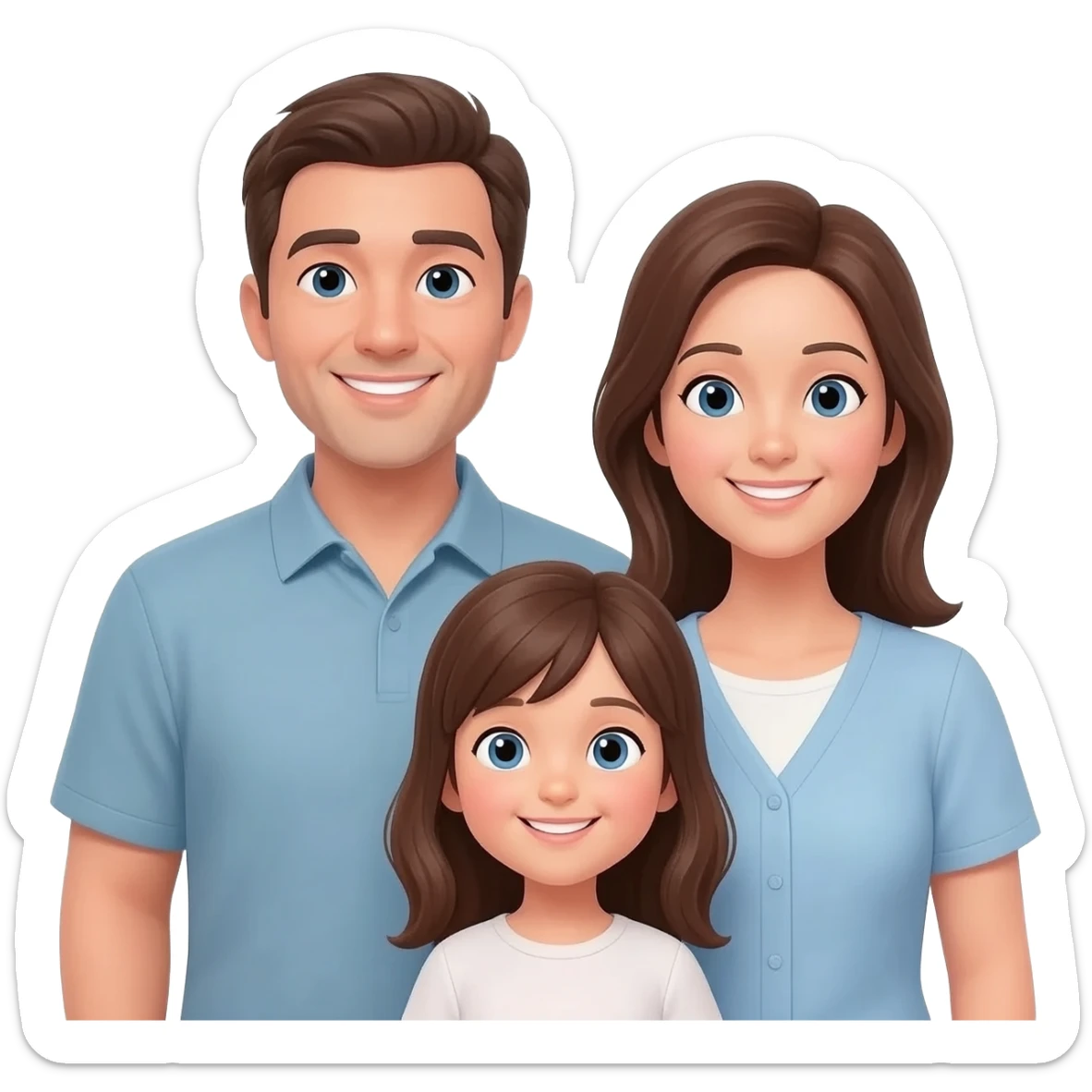 Papa mama and me as a girl brown hair sticker