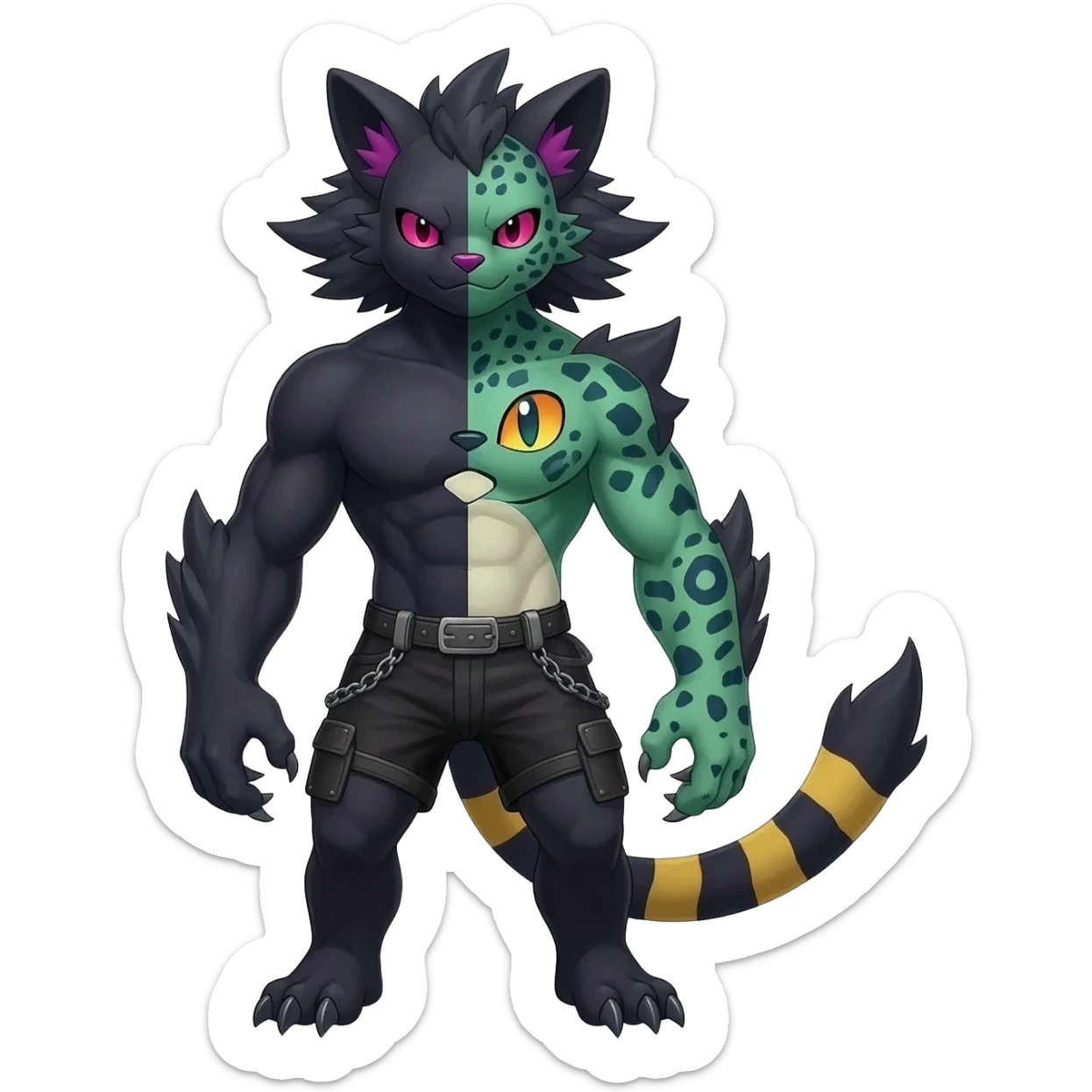 Edgy cool badass animalistic monsterous Darkrai-Umbreon-Litten-Liepard-Giratina-Fakémon-hybrid-fusion-creature  sticker