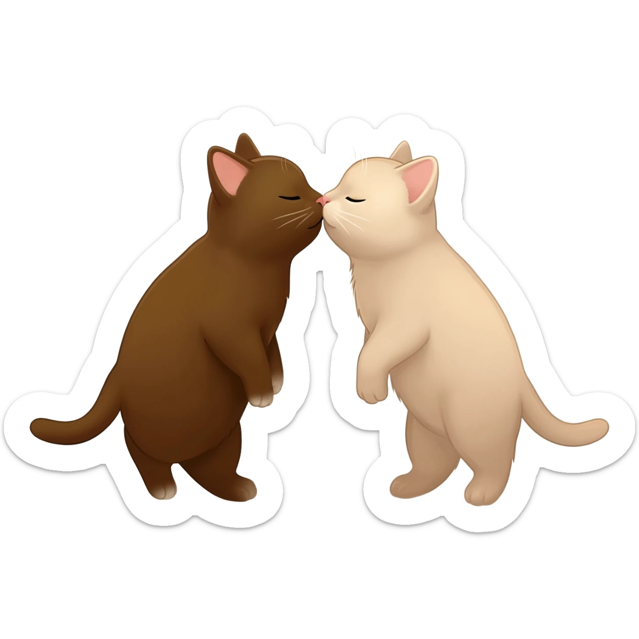 Realistic Brown and light beige cats are kissing sticker