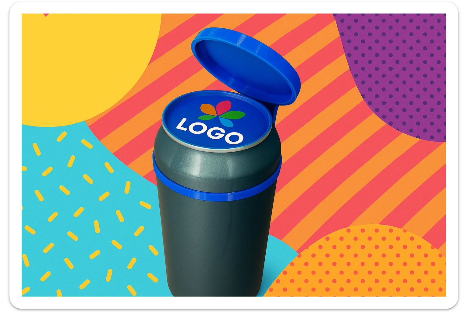 Készíts a következő jellemzőkre a mellékelt fotó felhasználásával a szöveghez illő képet, 1000x600px-es méretűt, fiatalos, dinamikus, megnyerő,változatos, színes, valósághű fotók legyenek!
„A kupaktetőd, mint reklámfelület”
Használjuk ki a kupak által adott marketing lehetőségeket! Egyedi logók, minták elhelyezésére kiválóan alkalmas, növelve a márkaismertséget. sticker