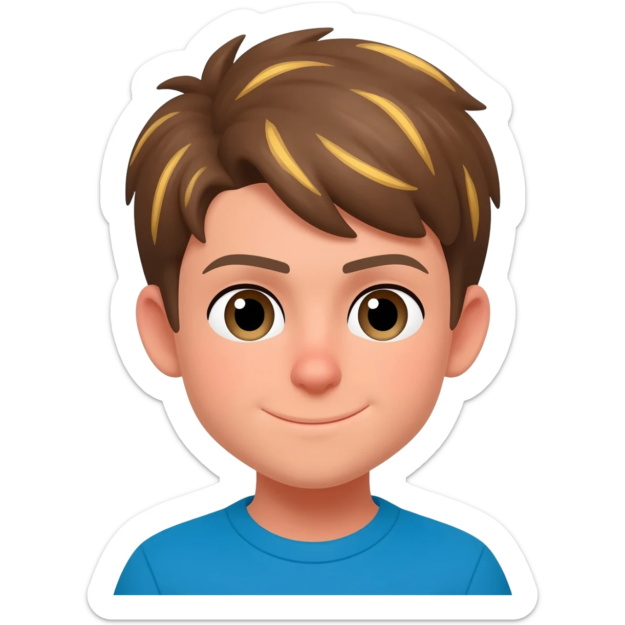 A boy. With the hair in brown and blonde in strands sticker