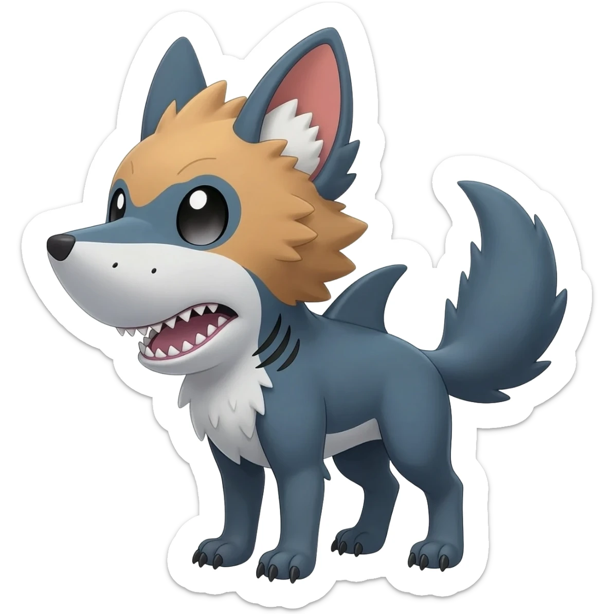 Cool 4-legged digitigrade edgy furry cute realistic Landhai-Shark-canine-Sharpedo-Hyena-hybrid-animal-Pokémon-Fakemon-fusion-creature  sticker